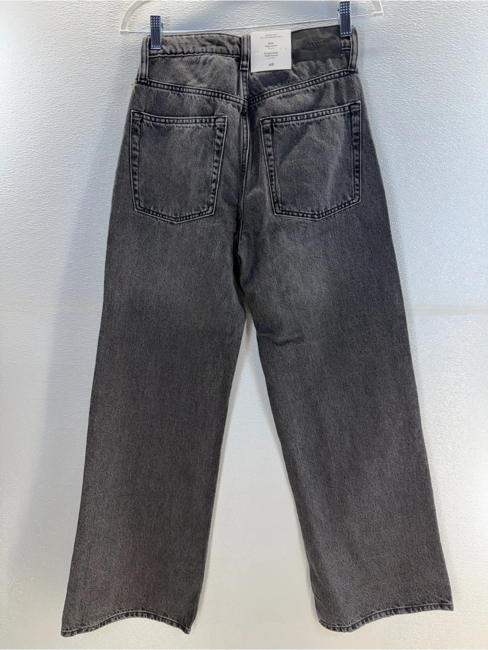 H&M Wide Leg High Waist Jeans‎ US 4 Gray Wash Full Length NWT